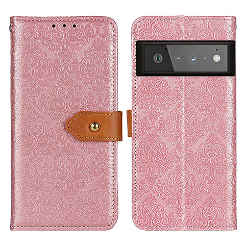 Coque Portefeuille Livre Cuir Etui Clapet K05Z pour Google Pixel 6 Pro 5G Rose