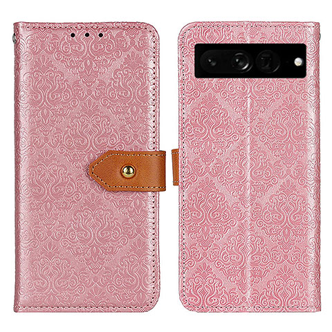 Coque Portefeuille Livre Cuir Etui Clapet K05Z pour Google Pixel 7 Pro 5G Rose