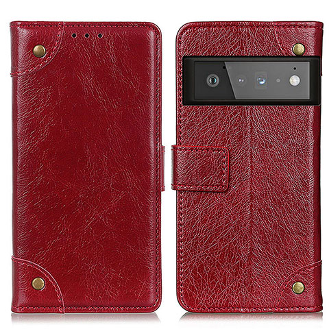 Coque Portefeuille Livre Cuir Etui Clapet K06Z pour Google Pixel 6 Pro 5G Rouge