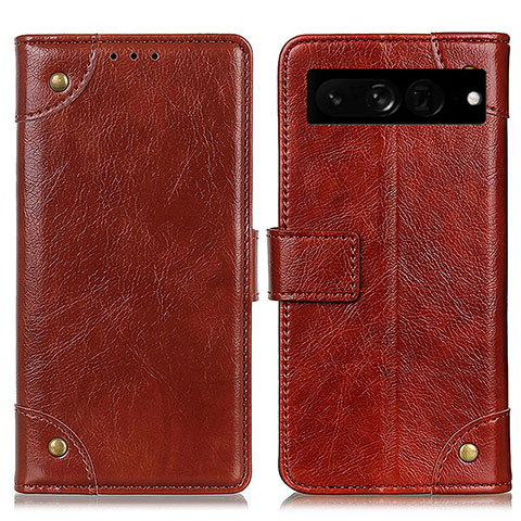 Coque Portefeuille Livre Cuir Etui Clapet K06Z pour Google Pixel 7 Pro 5G Brun Clair