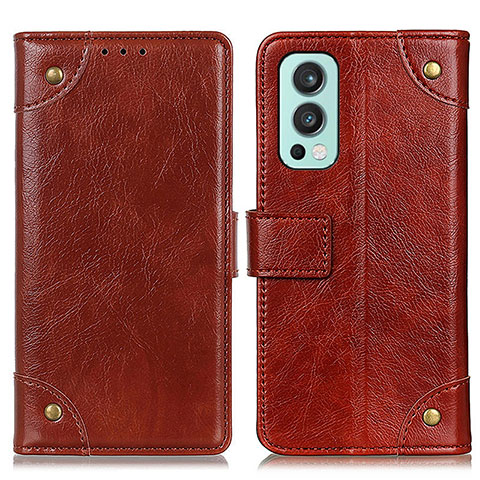 Coque Portefeuille Livre Cuir Etui Clapet K06Z pour OnePlus Nord 2 5G Brun Clair