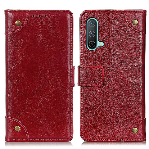 Coque Portefeuille Livre Cuir Etui Clapet K06Z pour OnePlus Nord CE 5G Rouge