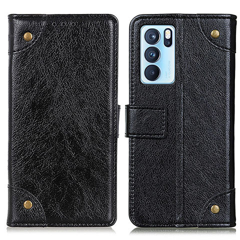 Coque Portefeuille Livre Cuir Etui Clapet K06Z pour Oppo Reno6 Pro 5G India Noir