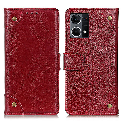 Coque Portefeuille Livre Cuir Etui Clapet K06Z pour Oppo Reno8 4G Rouge