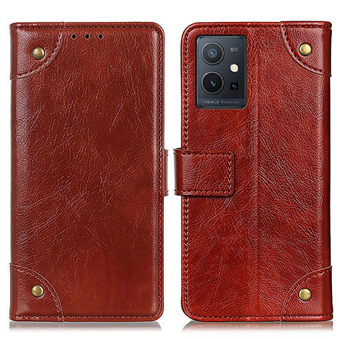 Coque Portefeuille Livre Cuir Etui Clapet K06Z pour Vivo T1 5G India Brun Clair