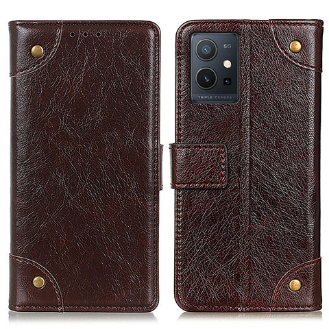 Coque Portefeuille Livre Cuir Etui Clapet K06Z pour Vivo T1 5G India Marron