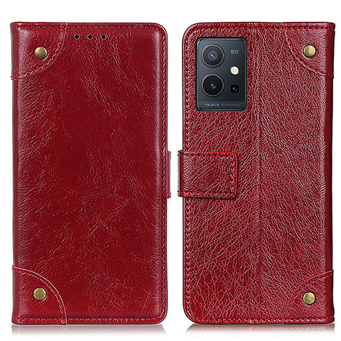 Coque Portefeuille Livre Cuir Etui Clapet K06Z pour Vivo T1 5G India Rouge