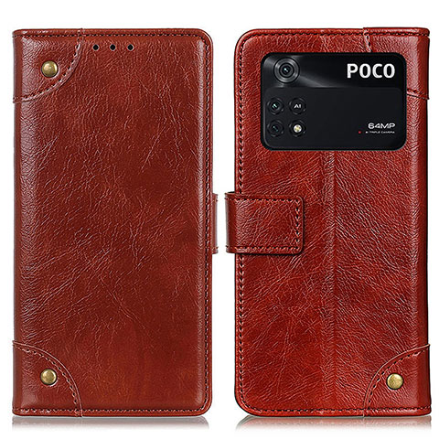 Coque Portefeuille Livre Cuir Etui Clapet K06Z pour Xiaomi Poco M4 Pro 4G Brun Clair