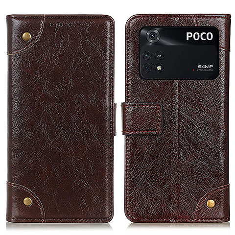 Coque Portefeuille Livre Cuir Etui Clapet K06Z pour Xiaomi Poco M4 Pro 4G Marron