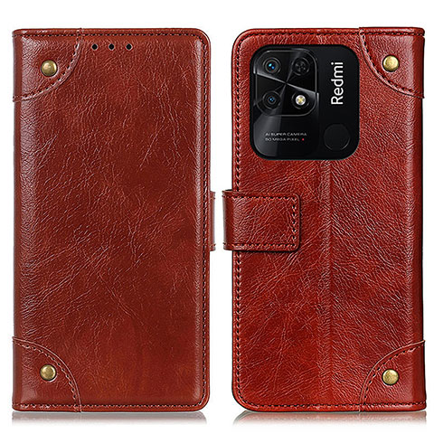 Coque Portefeuille Livre Cuir Etui Clapet K06Z pour Xiaomi Redmi 10 India Brun Clair