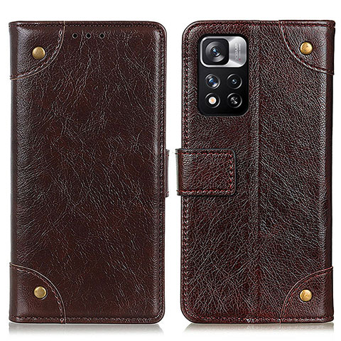 Coque Portefeuille Livre Cuir Etui Clapet K06Z pour Xiaomi Redmi Note 11 Pro+ Plus 5G Marron