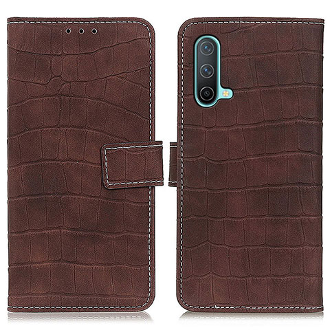 Coque Portefeuille Livre Cuir Etui Clapet K07Z pour OnePlus Nord CE 5G Marron