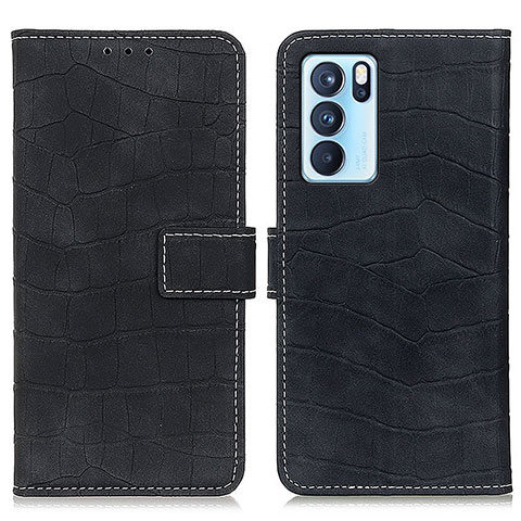 Coque Portefeuille Livre Cuir Etui Clapet K07Z pour Oppo Reno6 Pro 5G India Noir