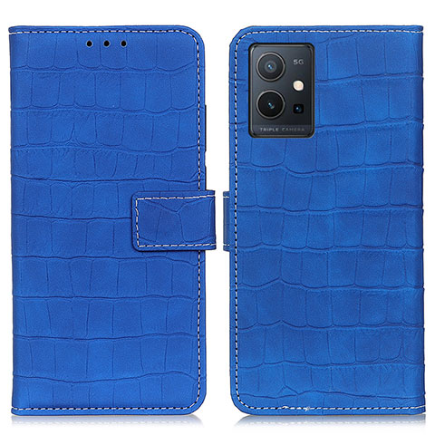 Coque Portefeuille Livre Cuir Etui Clapet K07Z pour Vivo T1 5G India Bleu