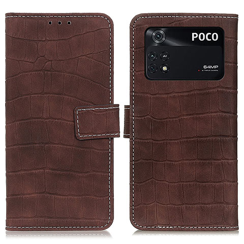 Coque Portefeuille Livre Cuir Etui Clapet K07Z pour Xiaomi Poco M4 Pro 4G Marron