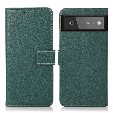 Coque Portefeuille Livre Cuir Etui Clapet K08Z pour Google Pixel 6 5G Vert