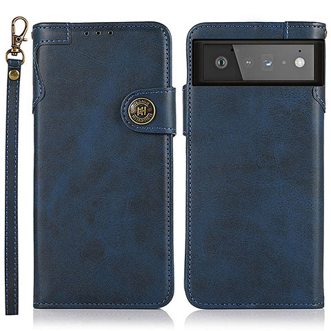 Coque Portefeuille Livre Cuir Etui Clapet K09Z pour Google Pixel 6 5G Bleu