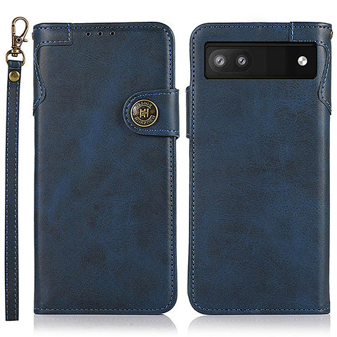 Coque Portefeuille Livre Cuir Etui Clapet K09Z pour Google Pixel 6a 5G Bleu