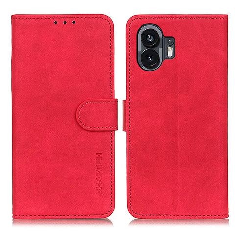 Coque Portefeuille Livre Cuir Etui Clapet K09Z pour Nothing Phone 2 Rouge