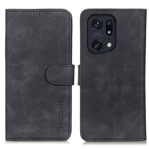 Coque Portefeuille Livre Cuir Etui Clapet K09Z pour Oppo Find X5 Pro 5G Noir