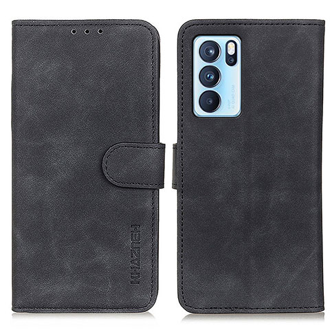 Coque Portefeuille Livre Cuir Etui Clapet K09Z pour Oppo Reno6 Pro 5G India Noir