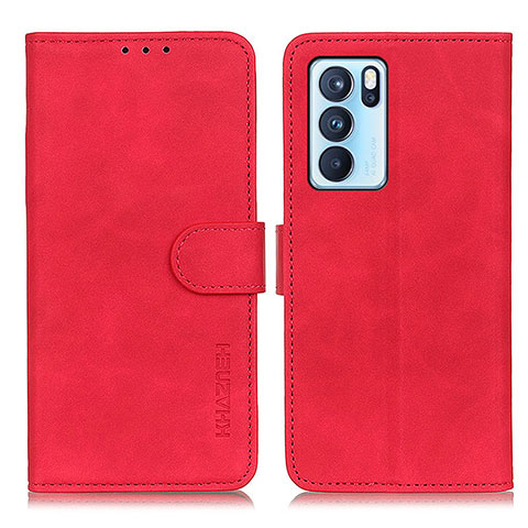 Coque Portefeuille Livre Cuir Etui Clapet K09Z pour Oppo Reno6 Pro 5G India Rouge