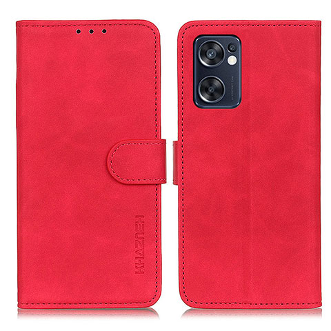 Coque Portefeuille Livre Cuir Etui Clapet K09Z pour Oppo Reno7 SE 5G Rouge