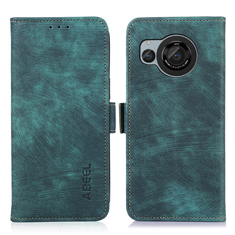 Coque Portefeuille Livre Cuir Etui Clapet K09Z pour Sharp Aquos R8 Vert