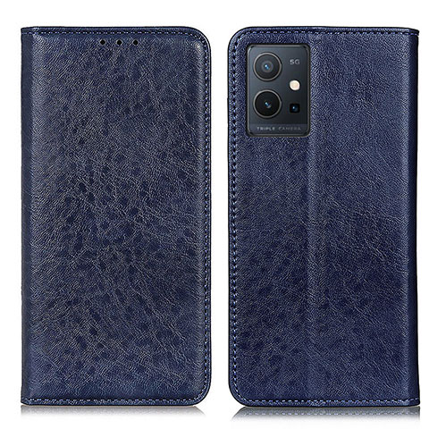 Coque Portefeuille Livre Cuir Etui Clapet K09Z pour Vivo iQOO Z6 5G Bleu