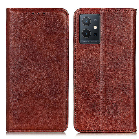 Coque Portefeuille Livre Cuir Etui Clapet K09Z pour Vivo T1 5G India Marron