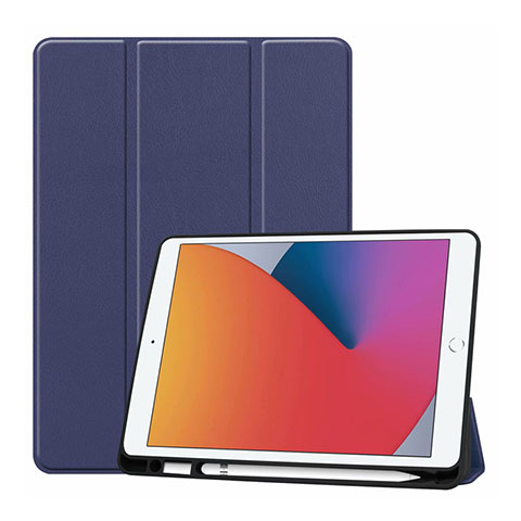 Coque Portefeuille Livre Cuir Etui Clapet L01 pour Apple iPad 10.2 (2019) Bleu