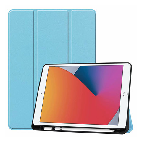 Coque Portefeuille Livre Cuir Etui Clapet L01 pour Apple iPad 10.2 (2019) Bleu Ciel