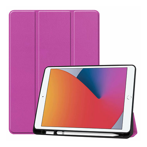 Coque Portefeuille Livre Cuir Etui Clapet L01 pour Apple iPad 10.2 (2019) Rose Rouge