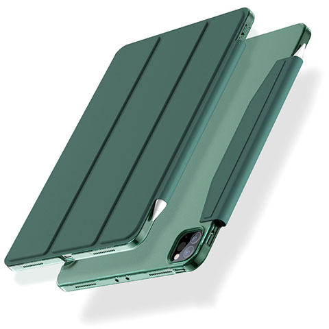 Coque Portefeuille Livre Cuir Etui Clapet L01 pour Apple iPad Pro 12.9 (2021) Vert