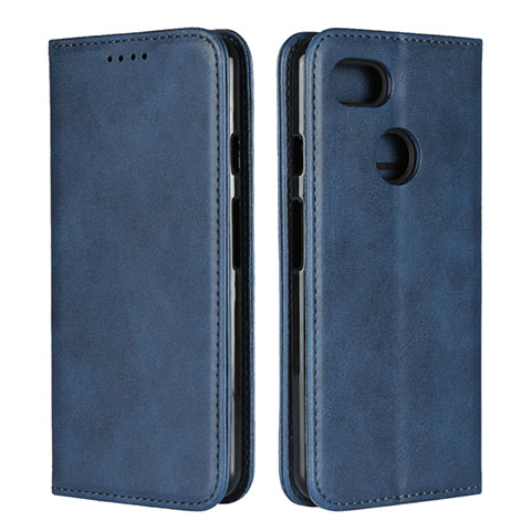 Coque Portefeuille Livre Cuir Etui Clapet L01 pour Google Pixel 3 Bleu