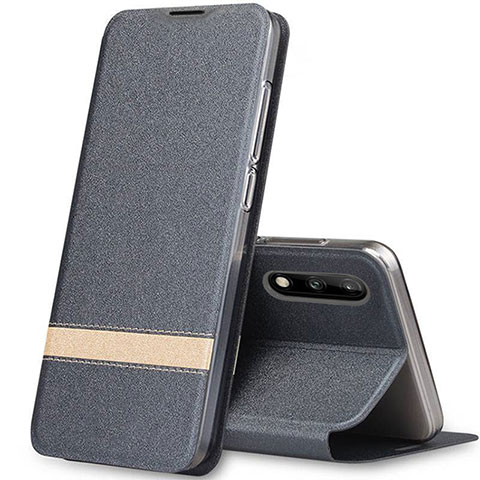 Coque Portefeuille Livre Cuir Etui Clapet L01 pour Huawei Enjoy 10 Gris