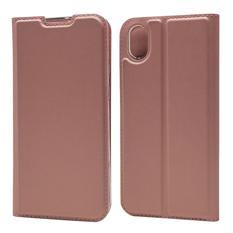 Coque Portefeuille Livre Cuir Etui Clapet L01 pour Huawei Enjoy 8S Or Rose