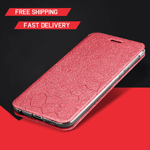 Coque Portefeuille Livre Cuir Etui Clapet L01 pour Huawei Enjoy 9 Plus Rouge