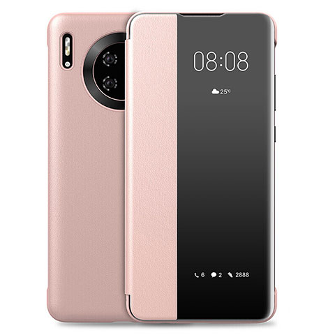 Coque Portefeuille Livre Cuir Etui Clapet L01 pour Huawei Mate 30 Pro 5G Or Rose