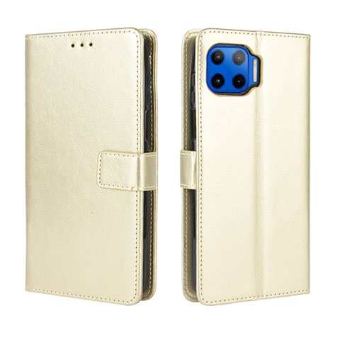 Coque Portefeuille Livre Cuir Etui Clapet L01 pour Motorola Moto One 5G Or