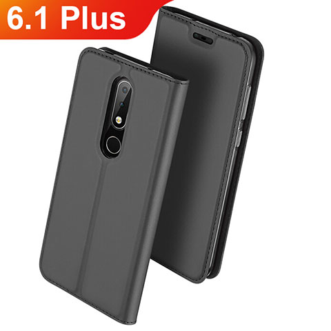 Coque Portefeuille Livre Cuir Etui Clapet L01 pour Nokia 6.1 Plus Noir