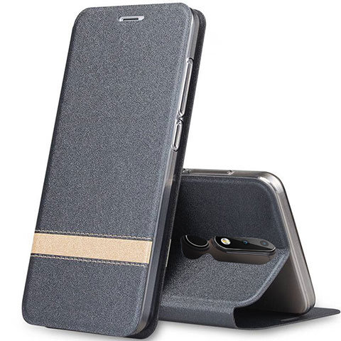 Coque Portefeuille Livre Cuir Etui Clapet L01 pour Nokia X5 Gris