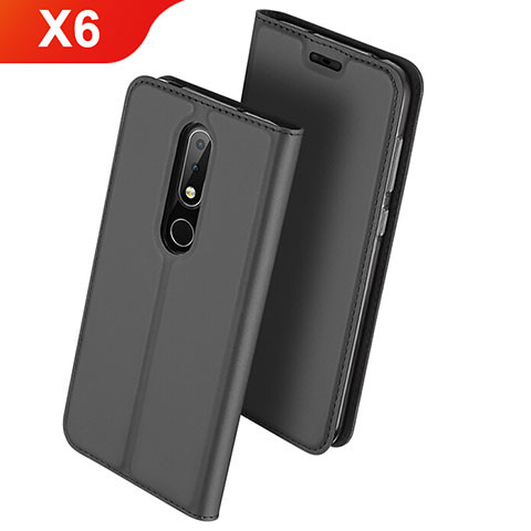 Coque Portefeuille Livre Cuir Etui Clapet L01 pour Nokia X6 Noir