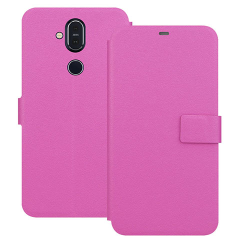 Coque Portefeuille Livre Cuir Etui Clapet L01 pour Nokia X7 Rose