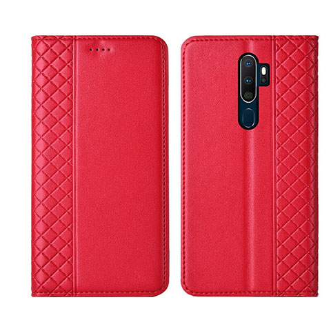 Coque Portefeuille Livre Cuir Etui Clapet L01 pour Oppo A5 (2020) Rouge