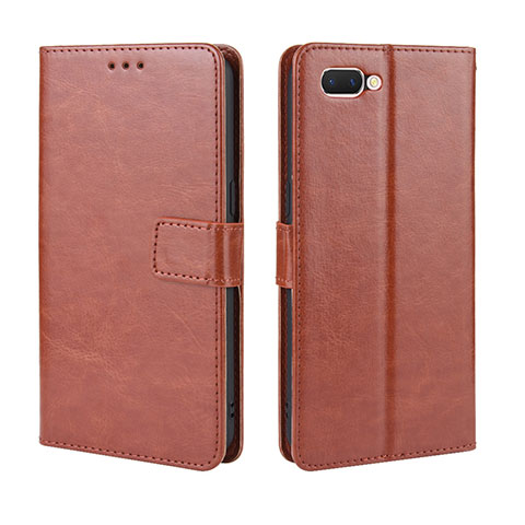 Coque Portefeuille Livre Cuir Etui Clapet L01 pour Oppo A5 Marron