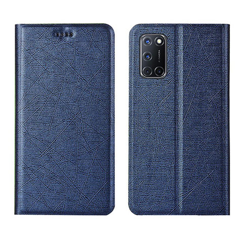 Coque Portefeuille Livre Cuir Etui Clapet L01 pour Oppo A52 Bleu