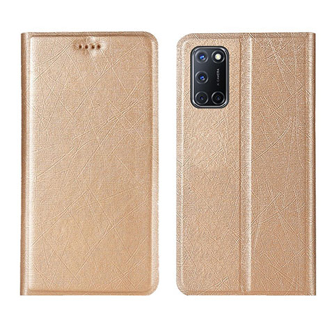 Coque Portefeuille Livre Cuir Etui Clapet L01 pour Oppo A52 Or