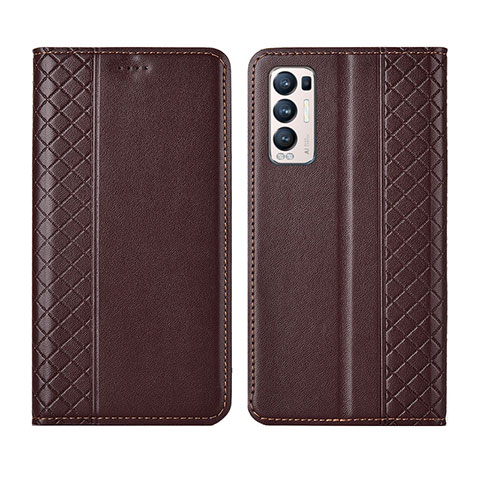 Coque Portefeuille Livre Cuir Etui Clapet L01 pour Oppo Find X3 Neo 5G Marron