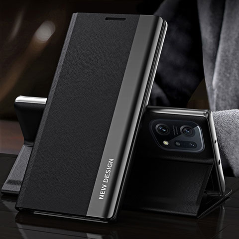 Coque Portefeuille Livre Cuir Etui Clapet L01 pour Oppo Find X5 5G Noir